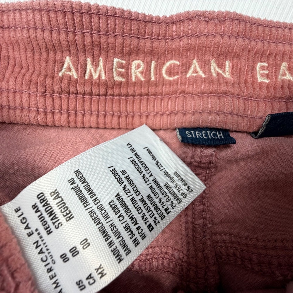 American Eagle Stretch Corduroy Cargo Pants Women's Dusty Rose Mauve Size 00 Reg - Picture 6 of 8